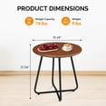 thumbnail image 2 of CRXX Indoor and Outdoor Side Table, Small Patio Side Table, Metal Round Portable Waterproof Weather Resistant End Table for Patio, Garden, Balcony, Yard, Wood Grain Color, 2 of 9