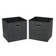 thumbnail image 6 of Household Essentials Fabric Storage Bins 2 Piece Set, Strong Poly-Woven Fabric, Sturdy Chipboard Sides, Grommet Front Handle, Stackable and Foldable, Classic Design,  Black Mix, 6 of 8