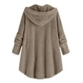 thumbnail image 4 of Patlollav Winter Jackets,Womens Wool Coat Plus Size Button Plush Tops Hooded Loose Cardigan, 4 of 7