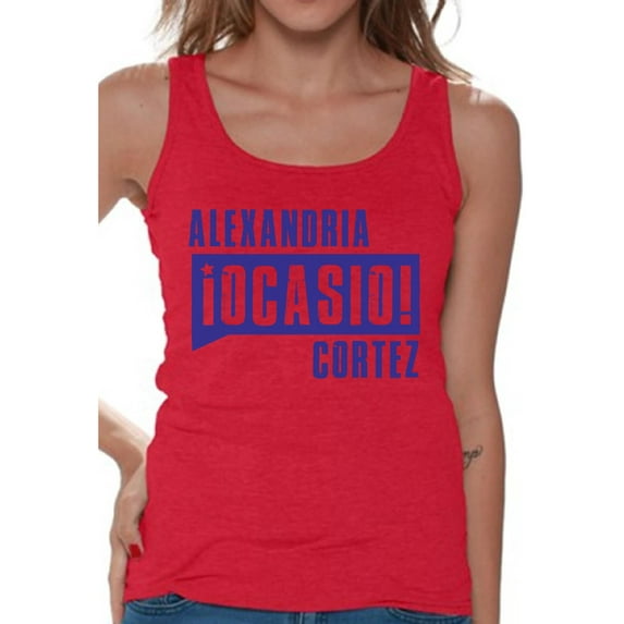 Awkward Styles Alexandria Ocasio Ladies Tanks Patriotic Tank Top for Women USA T-Shirt for Her Patriotic Shirts Made in USA AOC Tshirt American Style Ocasio Shirt for Her Ocasio-Cortez Outfit