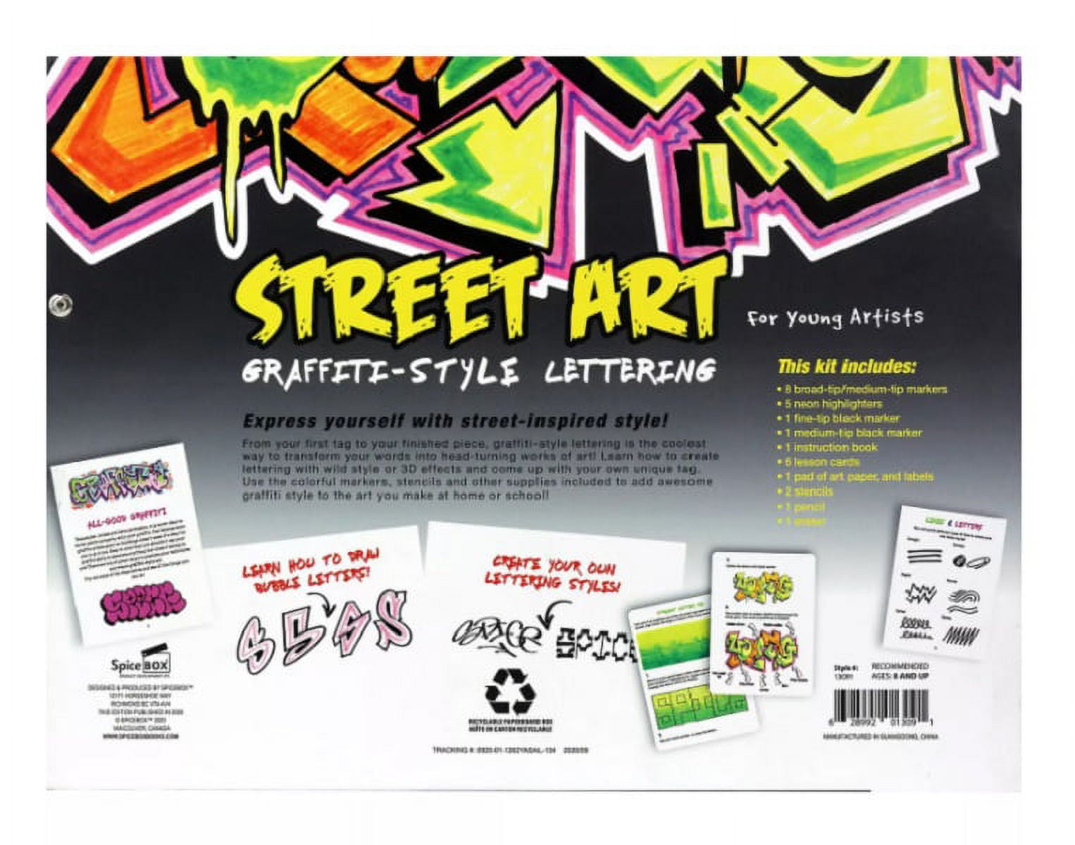 KLAMOTTEN STORE Street Art Starter Kit – Graffiti-Set Mit 4 Sprühdosen, Buch, Stiften, Caps, Maske & Handschuhen