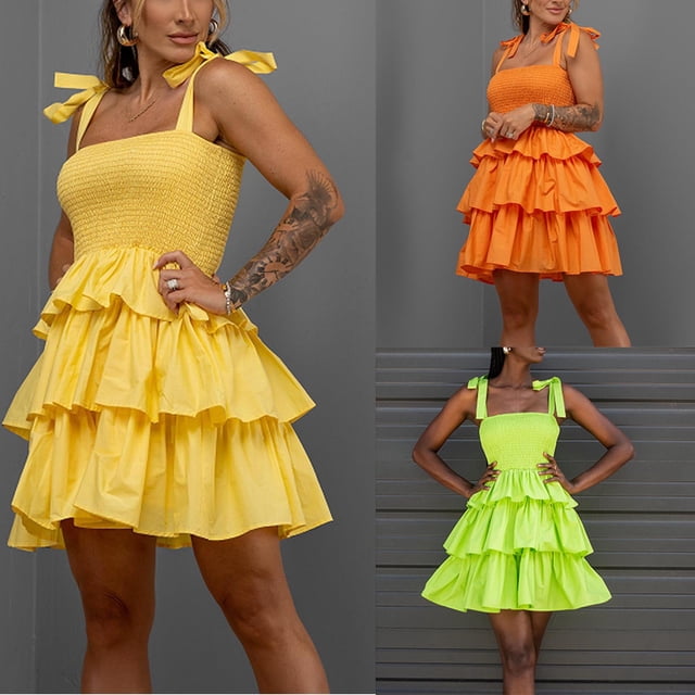 Gspmoly Robe pour Femme, Robe à Bretelles à la Taille Fermée, Mode Aguichant à Lacets pour le Printemps et l'Été, Robes de Soirée pour Femmes, Cadeaux de Vacances