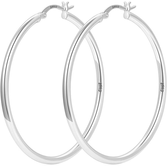 2mm 925 Silver Earrings Women Hypoallergenic 14K Gold Hoops Earrings Women Gold earrings Silver Earrings 30/40/50/60/70mm Sterling Hoop for Oversize for Thin Plated Hoop Lightweight Large[v130]