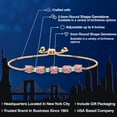 thumbnail image 2 of Gem Stone King 18K Yellow Gold Plated Silver Pink Lab Grown Diamond and Swiss Blue Topaz Bracelet for Women | 2.82 Cttw | Gemstone April Birthstone | Round 5MM, 2 of 5