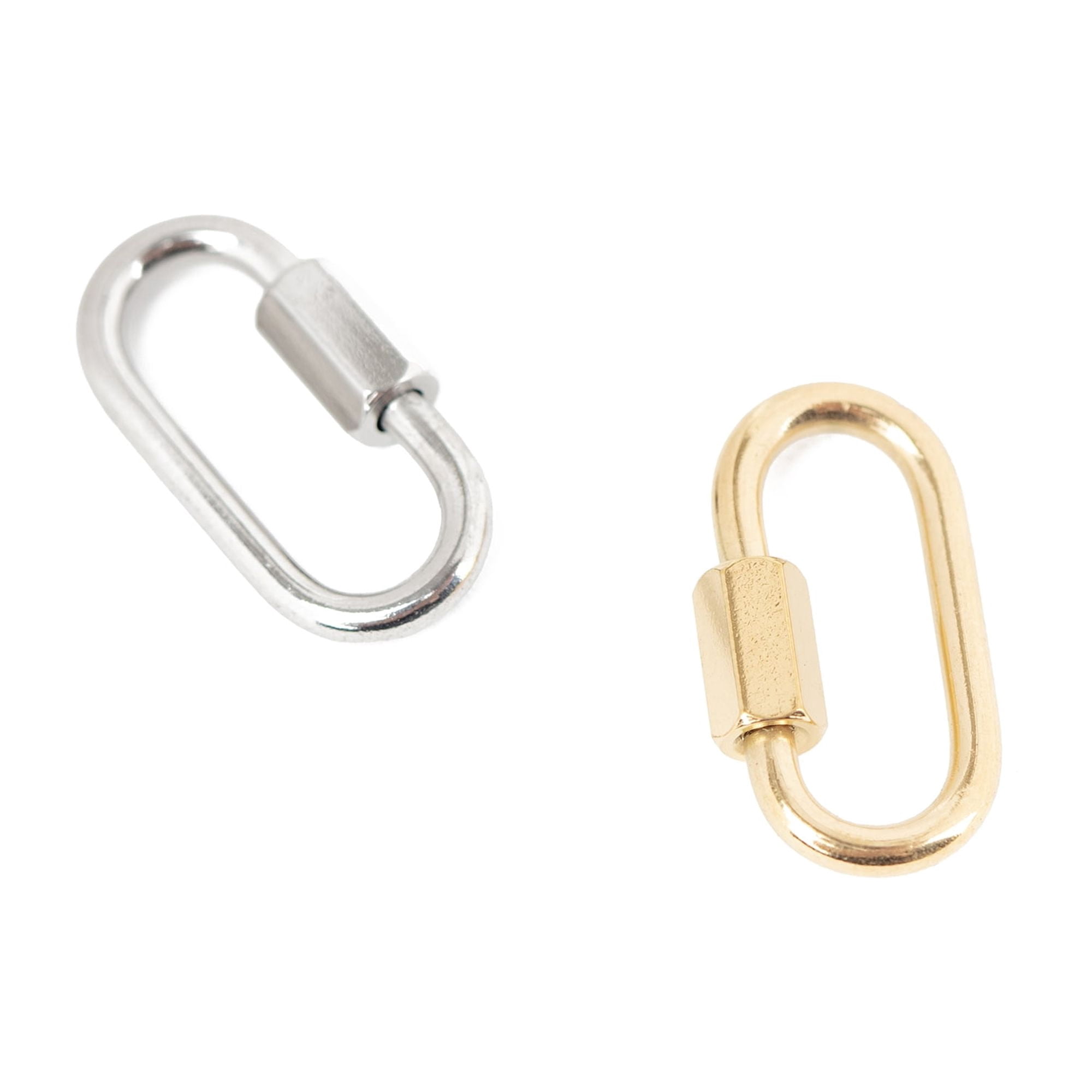 Cousin DIY 4 Piece Oval Carabiner Screw-Close Jewelry Clasp, Silver/Gold, Stainless Steel, Unisex