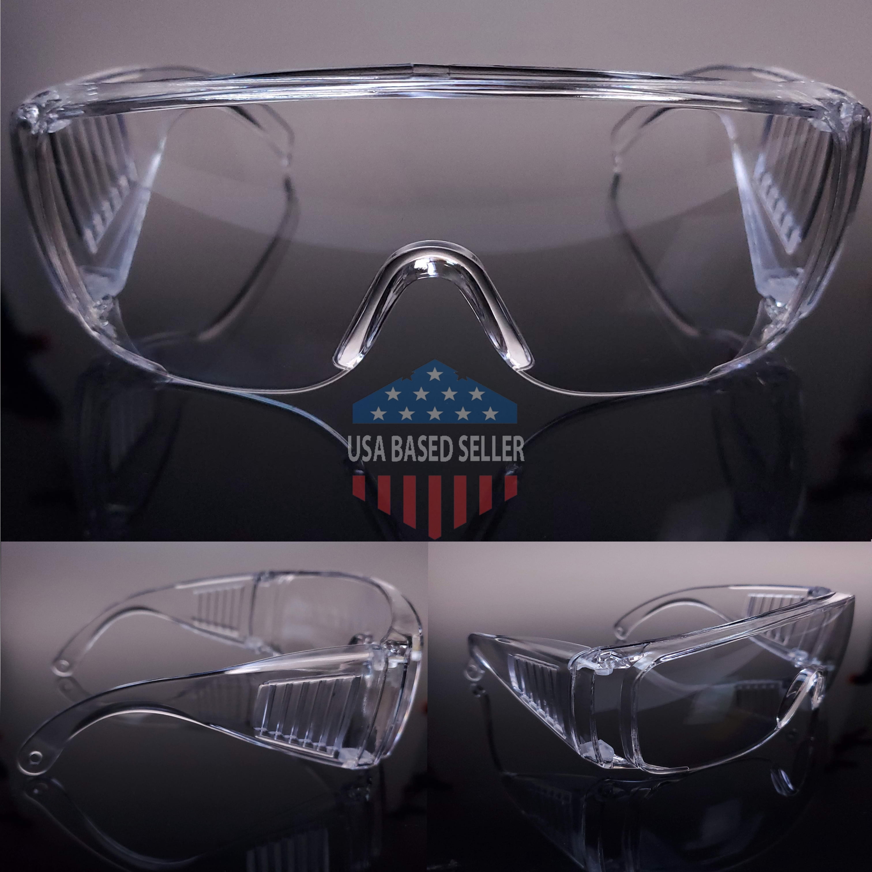 5 Safety Glasses Goggles Protective Eye Protection Chemistry Laboratory Cover Over Splash Resistant Include 1 Lens Cleaning Spray Bottle Ship from Dallas, TX