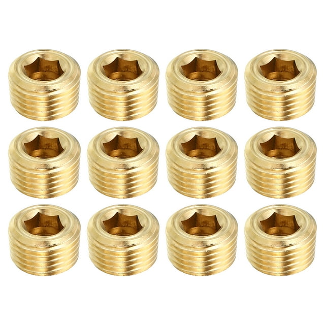 Unique Bargains 1/8 'npt Laiton Hexagonal Fraisé Bouchons contre-Foncé Interne Hexagonal Douille Bouchons Mâle Raccords 12 Pack