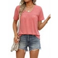 thumbnail image 2 of MOYIKO Womens T Shirts Short Sleeve Pleated Peplum Babydoll Summer Tops V Neck Dressy Casual Tunic, 2 of 7