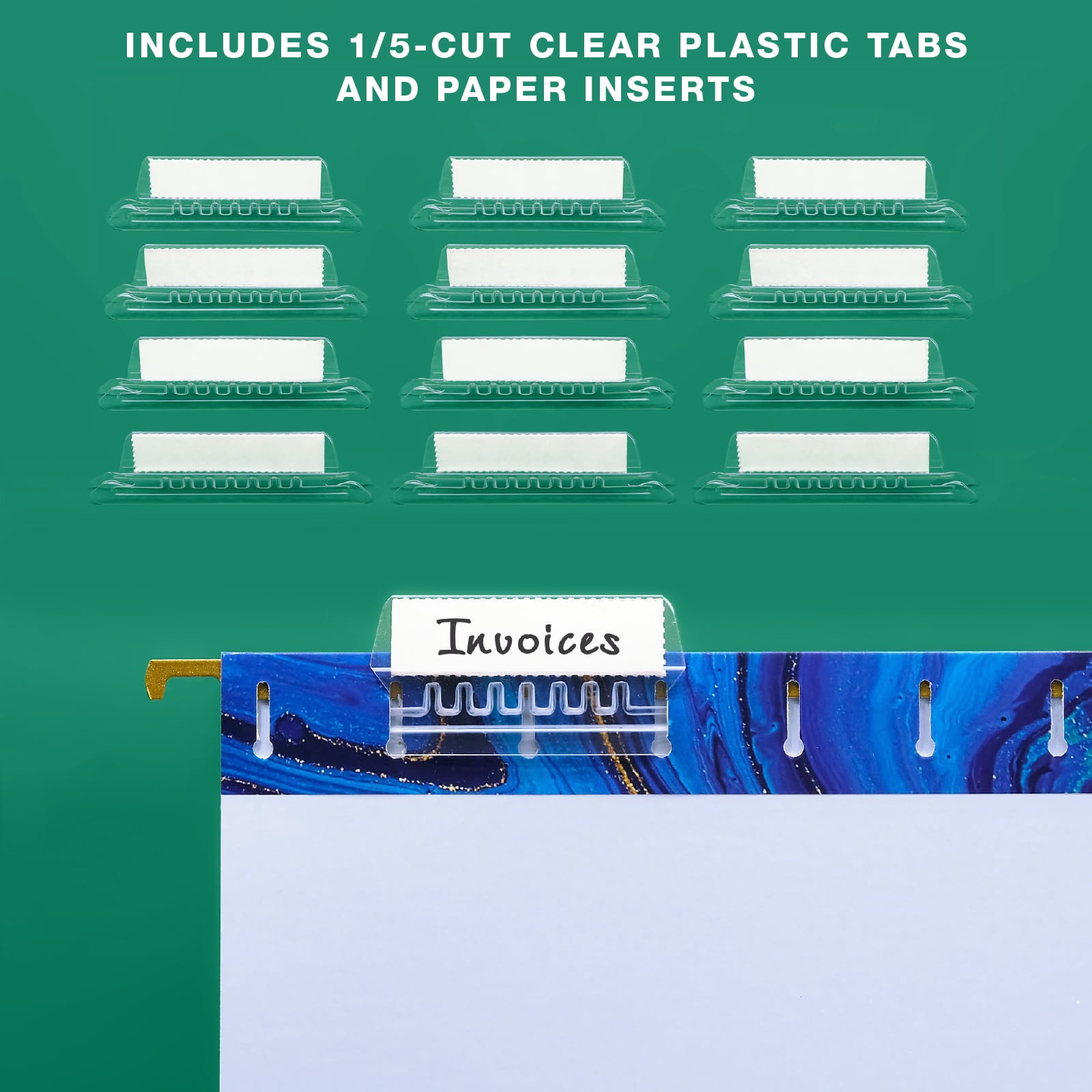 Global Printed Products Marble 1/3 Cut Hanging Folder, Multicolor