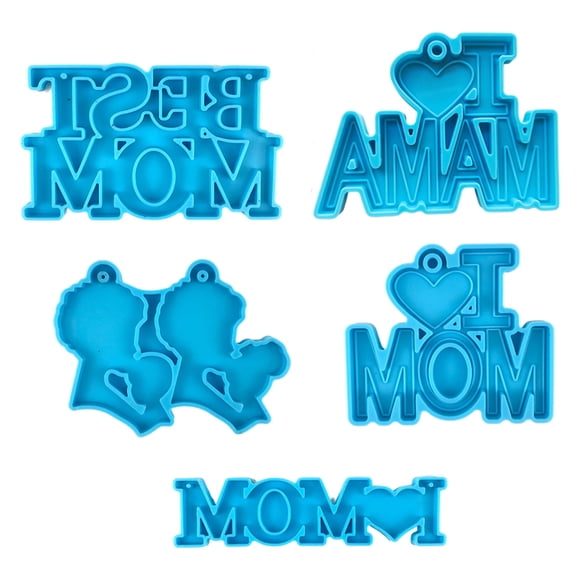 5 Pcs Mother's Day Keychain Silicone Mold Key Chain Pendant Mold Key Ring Pendant Mold