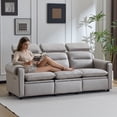 thumbnail image 2 of Ktaxon 86.6" 3 Seater Power Reclining Sofa, Modern Electric Recliner Sofa with Gold Foil Fabric, Adjustable Headrest, USB Charging & Storage Light khaki, 2 of 18