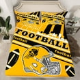 thumbnail image 2 of Feelyou Modern Rugby Helmet Bed Sheets for Kids, Stripes Gold Black King Sheets, Eat Sleep Sports Sheet Set, Breathable Home Decor, 4 Pieces, 2 of 7