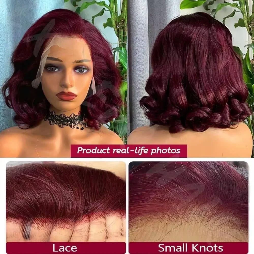 Wig 99J Burgundy Body Wave Human Hair 13X4 HD Lace Frontal Wigs Pre Plucked Frontal Wigs