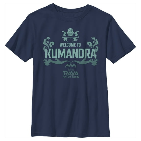 Boy's Raya and the Last Dragon Welcome to Kumandra Graphic Tee Navy Blue Large