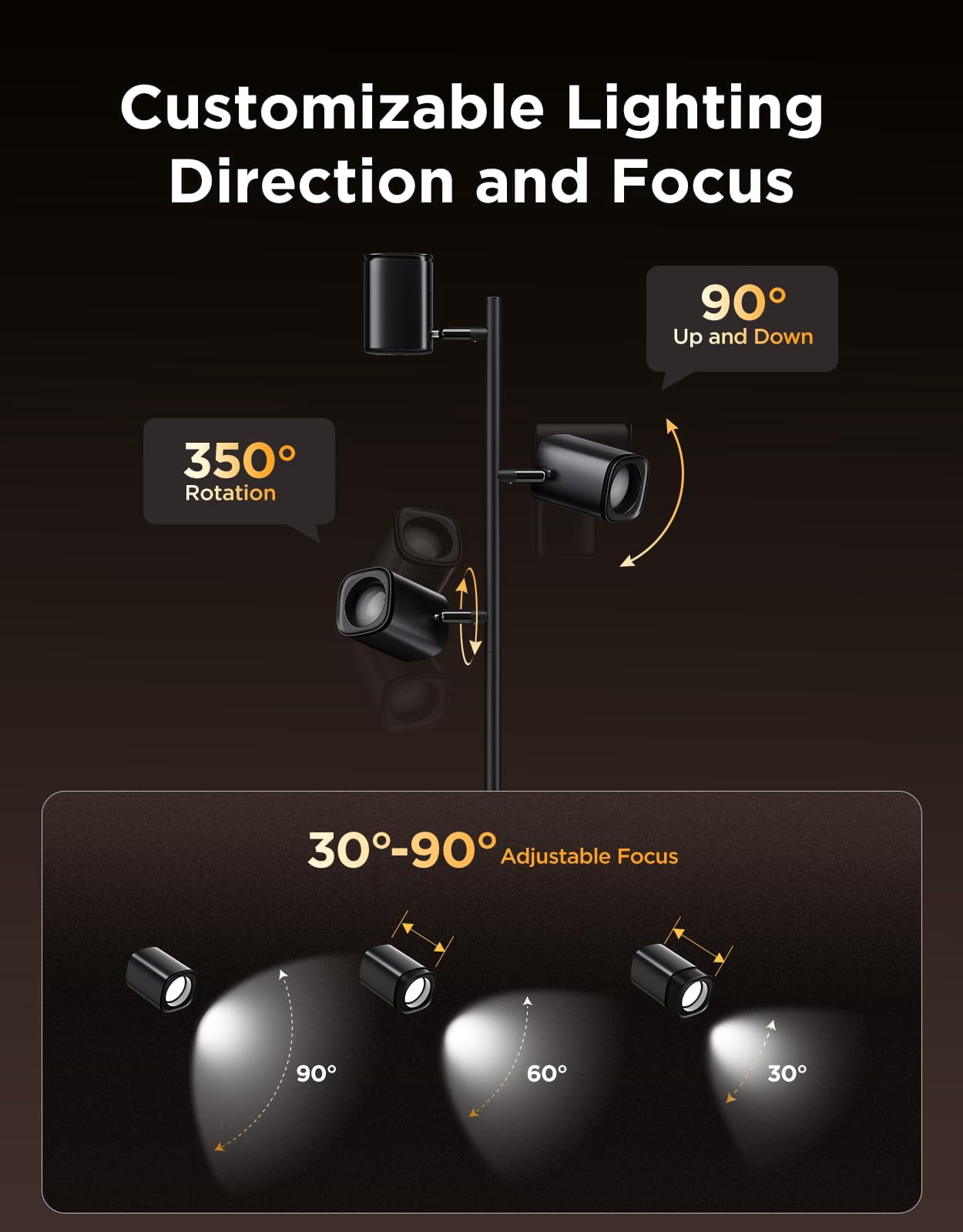Govee Tree Floor Lamp Compatible With Matter  3 Rotatable Lights Luminblend Technology Standing 64 Dynamic Scenes Music Sync Ideal For Living Room Bedroom Office