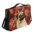 thumbnail image 2 of ZUXONGSY Pug Dog Flower Print Bible Case for Men Women Leather Bible Cover Large Bible Bag with Shoulder Strap and Handle, Zippered Bible Protective Carrier Sturdy Scripture Bag for Christian, L, 2 of 6