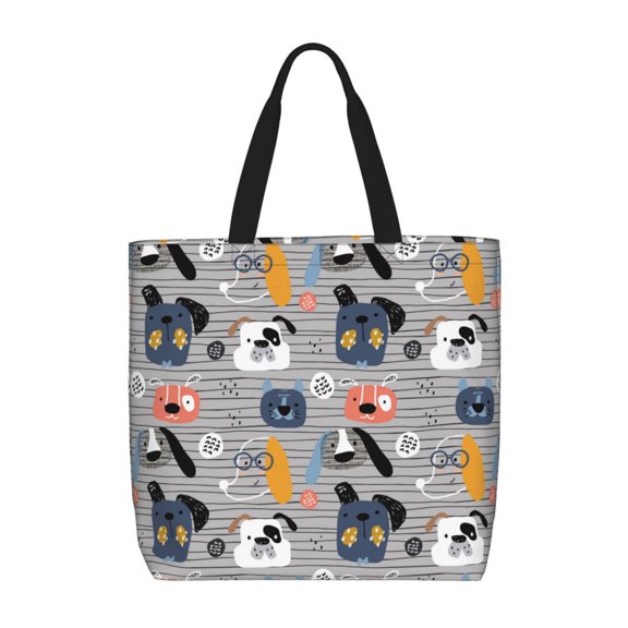 Hirioo Dog for Tote Bag for Women, Quilted Shoulder Bag with Zipper, Large Capacity Handbags for Casual, Travel, Work