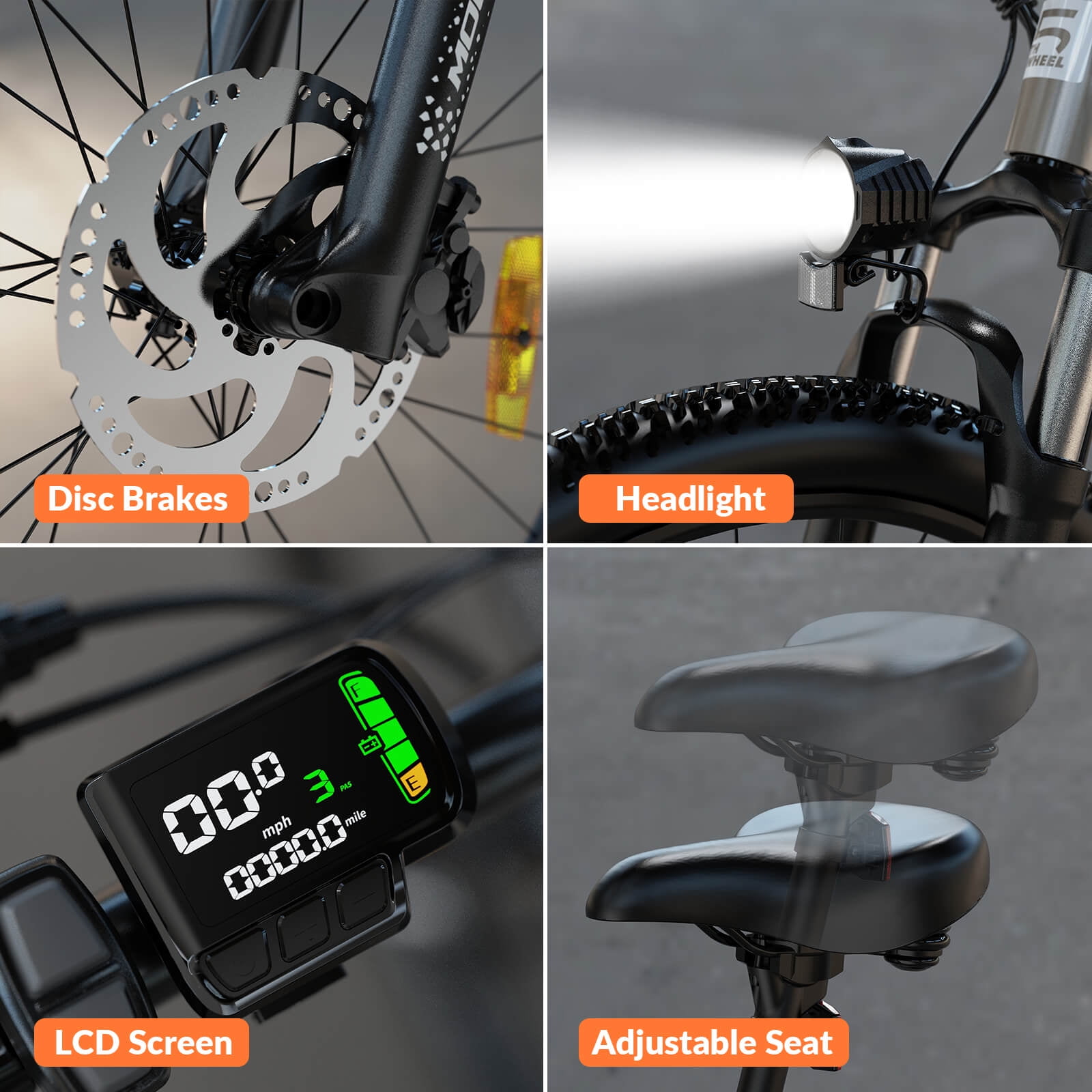 5TH WHEEL WLB17 26" Electric Bike for Adult, 500W Peak Electric Bike with 36V 10.4Ah Removable Battery, Electric Bicycle with 7 Speed, UL2849