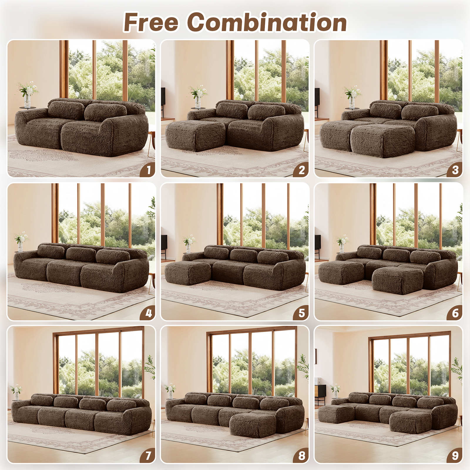ZenNook 80" Sectional Couches for Living Room, Comfy Boneless Couch, 2 Seater Cloud Sofa, Compressed Loveseat, Modern Love Seat in a Box, Fluffy Plush Floor Couch, No Assembly (Choco)