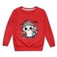thumbnail image 4 of HNMKIU Chandail en Molleton de Mode pour Filles, Imprimé Mignon d'Halloween, Col Rond, Manches Longues, Chandail Décontracté pour Enfants Rouge, 4-5 Ans, 4 of 4