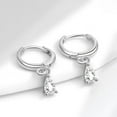 thumbnail image 2 of S925 Sterling Silver Water Drop Hoop Earrings, Single Gemstone Geometric Minimalist Zirconia, Ideal for Modern Fashion Enthusiasts, 2 of 6