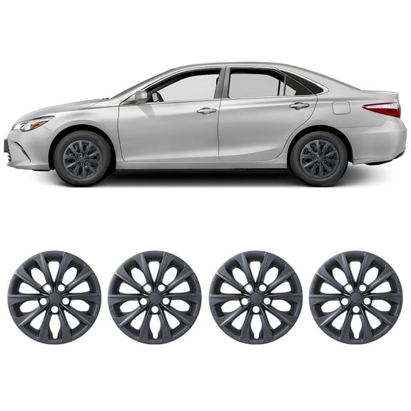 16" Set Of 4 Hubcaps Wheel Rims Cover Fit 2015-2017 TOYOTA CAMRY /2015-2017 TOYOTA CAMRY HYBRID Compatible With Steel Wheels Snap On Installation(16-Inch,BLACK MATTE)