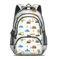 thumbnail image 2 of Excavator and Tree White Pattern Cute School Backpack Bag with Padded Back and Adjustable Shoulder Straps 16.9 X 12.6 X 5.9 Inches, 2 of 5