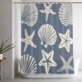 thumbnail image 5 of Blue Coastal Shower Curtain for Bathroom, Starfish Shell Ocean Nautical Waterproof Cloth Fabric Bathroom Accessories Set with 9 Rust Proof Plastic Hooks, 36"x72", 5 of 9