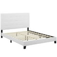 thumbnail image 3 of Modway Melanie Queen Tufted Button Upholstered Fabric Platform Bed in White, 3 of 5