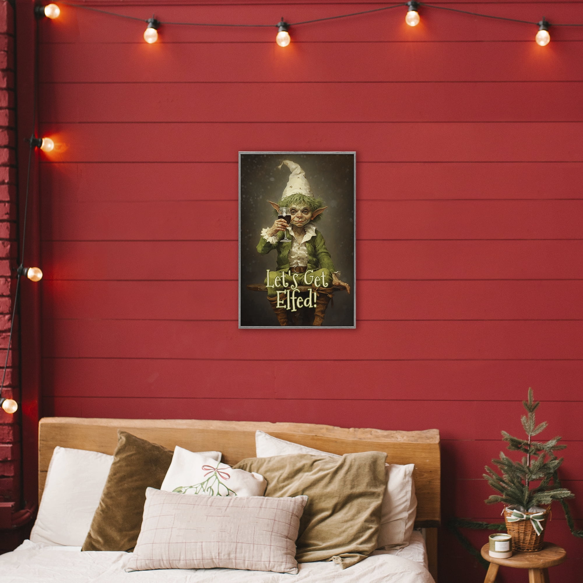 Stupell Industries Let's Get Elfed Gray Framed Giclee Art, design by Tina LeCour