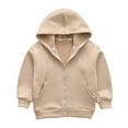 thumbnail image 2 of Veste à Capuche pour Enfants de 3 à 14 Ans Garçons Filles Couleur Unie Décontractée à Manches Longues Doublée Veste Active, 2 of 8