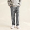 thumbnail image 7 of Boys Kids Corduroy Pants Elastic Waist Drawstring Baggy Sweatpants Loose Fit Wide Leg Palzzo Trousers Pockets Clothes, 7 of 7