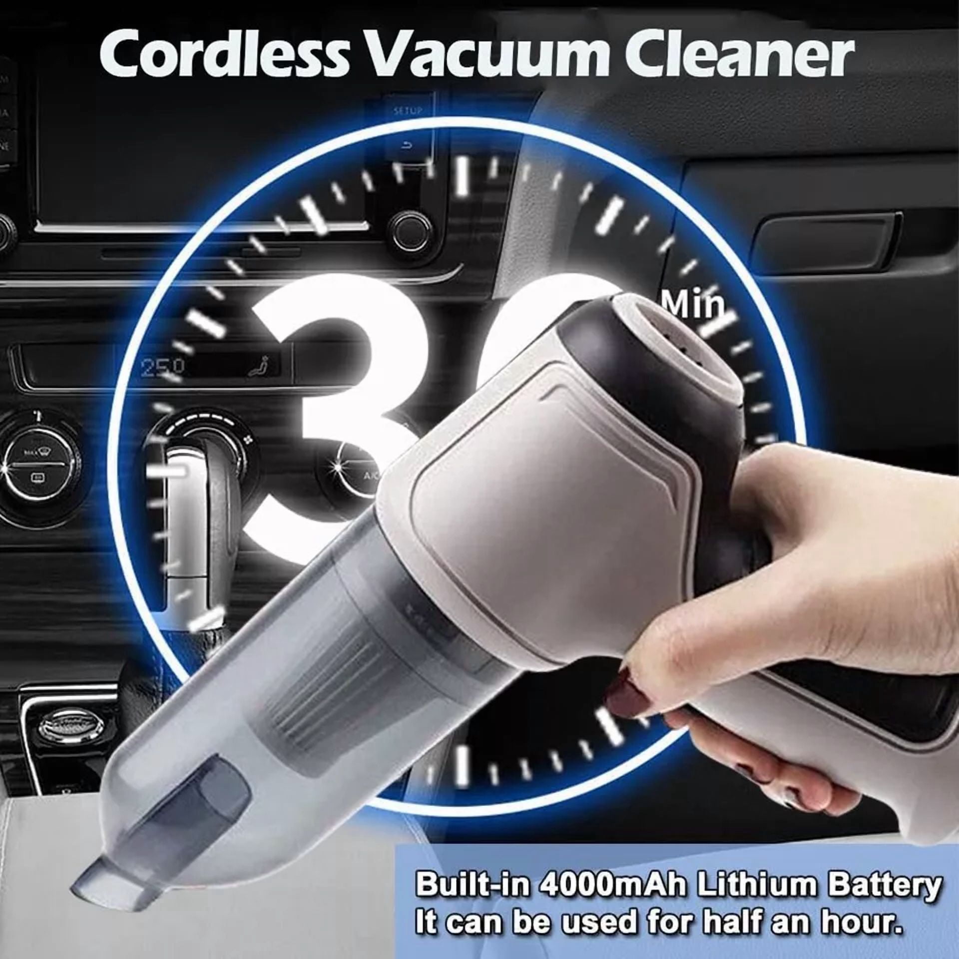 CIRCLE- Car Vacuum Cleaner Duster Cordless Portable Rechargeable Wet&Dry Strong Suction