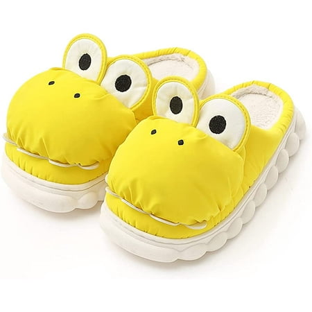 

PIKADINGNIS Unisex Dinosaur Slippers - Winter Warm Cozy Fleece Lined Slippers Anti-Slip Waterproof House Slippers Indoor & Outdoor