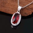 thumbnail image 4 of Uloveido Big Oval Shape Crystal Drop Pendant Necklace, Earrings and Rings Wedding Jewelry Set for Bridal Women Birthday Anniversary T482 (Red, 8), 4 of 6