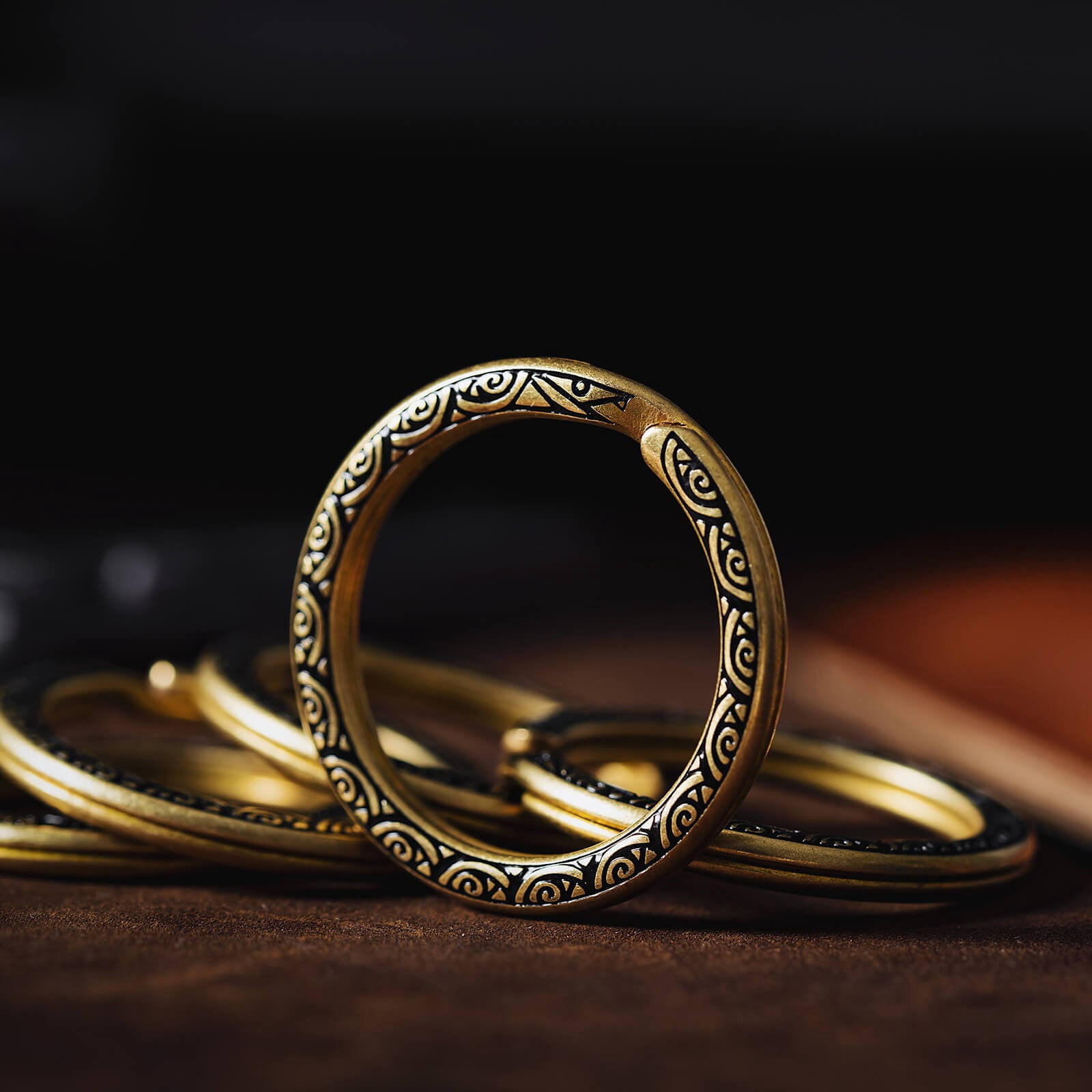 COPPERTIST.WU Brass Ouroboros Key Rings, Snake Design Keychain Set, 5 Pack Metal Keyring