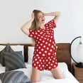 thumbnail image 5 of Vsdghe Red Polka Dot Pattern Women's Pajama Set,Short Sleeve Sleepwear 2 Piece Pjs Lounge Sleepwear Sets-Large, 5 of 6