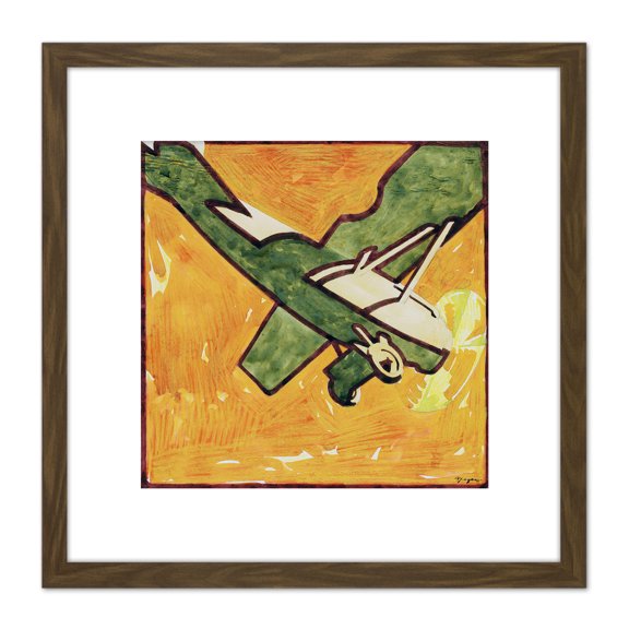 Reijer Stolk Advert Design Fokker Monoplane Drawing 8X8 Inch Square Wooden Framed Wall Art Print Picture with Mount