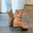 thumbnail image 5 of CALAFEBILA Womens Casual Shoes Brown Fold-Over More Wear High-Heeled High-Heeled Short, 5 of 8
