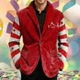thumbnail image 2 of oqasdz Carnival Mens Blazer Corduroy Jacket Velvet One Button Design Stylish Stretch Slim Fit Dress Coat Party Evening Wedding Prom, 2 of 4