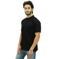 thumbnail image 4 of Atasi Men's Short Sleeve Black Cotton Mandarin Collar Shirt Ethnic Clothing-X-Large, 4 of 7