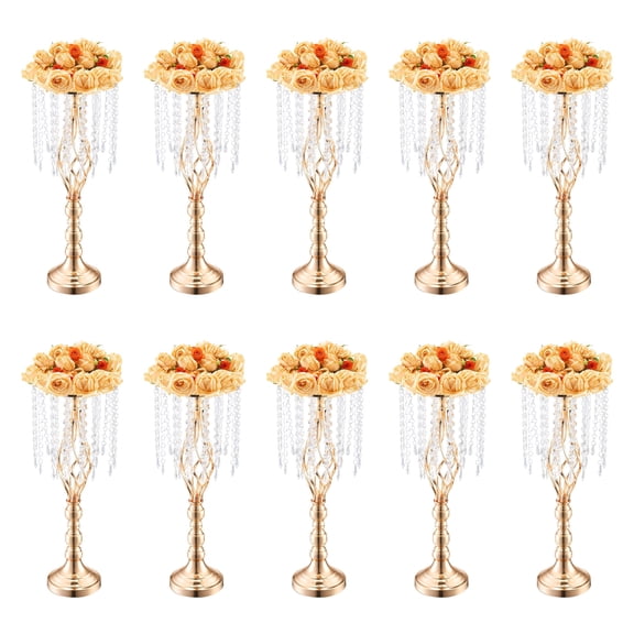 SHENGJINSH Crystal Tall Flower Stand Vase, 10‑Pack, 21.65" /55cm Wedding Table Centerpiece for Party Event Decor