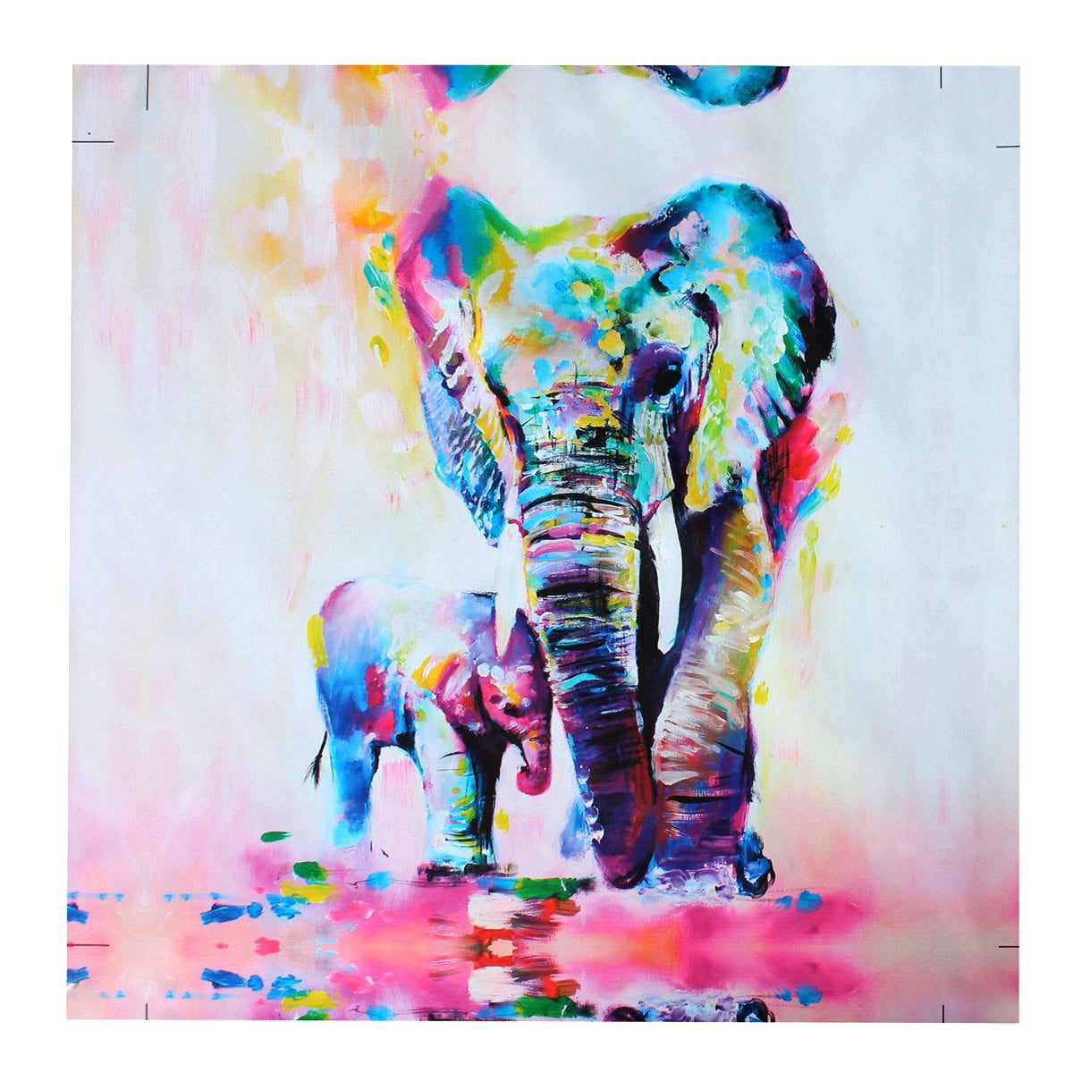 Large 60x60cm Canvas Modern Decor Wall Painting 2 Elephants Print No Framed 