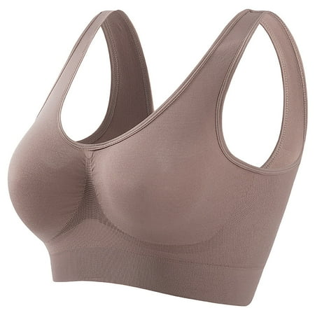 Juslio Minimizer Bras for Women Athletic Lightweight Vest Solid Yoga Bra