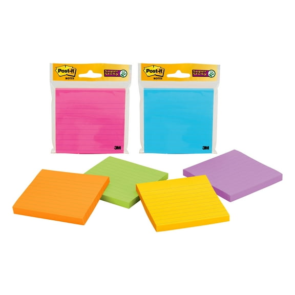Post-it Super Sticky Notes, 4 in. x 4 in., Assorted Colors, 1 Pad