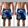 thumbnail image 3 of luoweisi Men's Beach Shorts Quick Dry Swim Trunks with Mesh Lining Cartoon Dinosaur L, 3 of 5