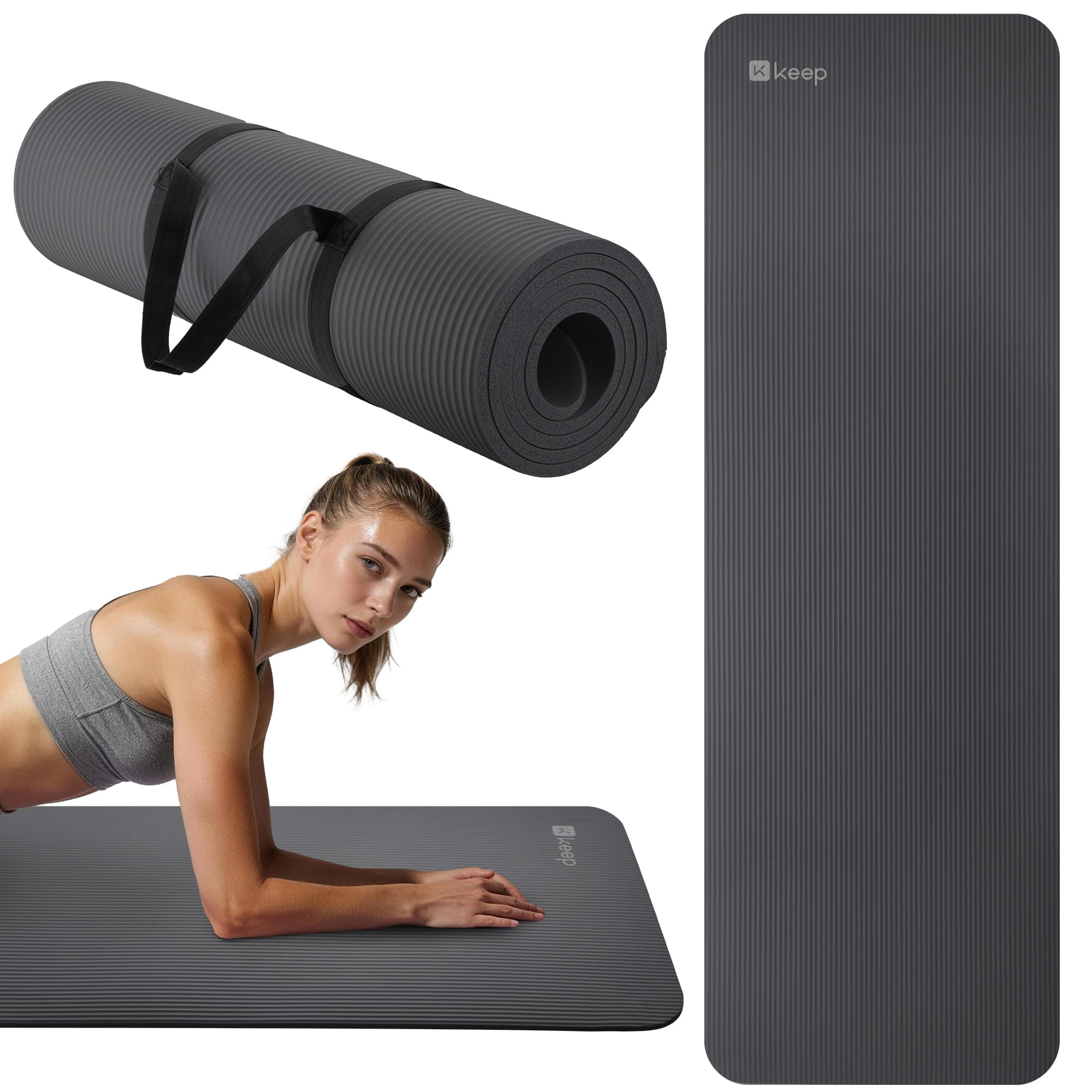 Yoga Mat Grey 72”x24”x10mm Exercise Pilates Stretching Meditation