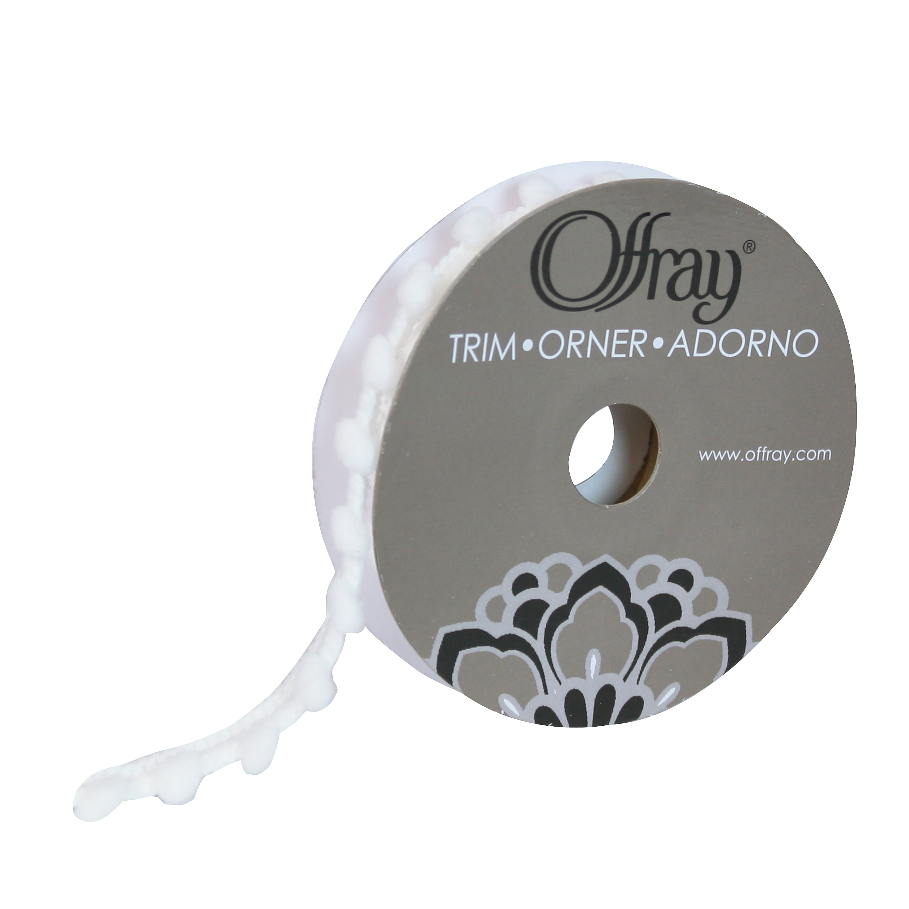 Simplicity Trim, White 3/8 inch Baby Pom Poms Trim Great for Apparel, Home Decorating, and Crafts, 3 Yards, 1 Each