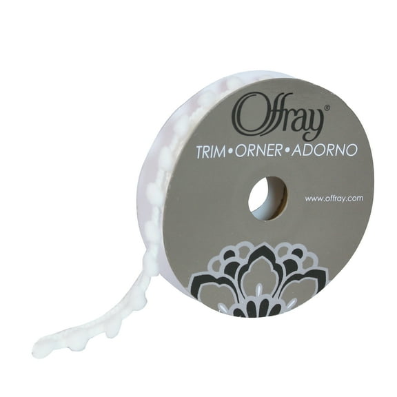 Simplicity Trim, White 3/8 inch Baby Pom Poms Trim Great for Apparel, Home Decorating, and Crafts, 3 Yards, 1 Each