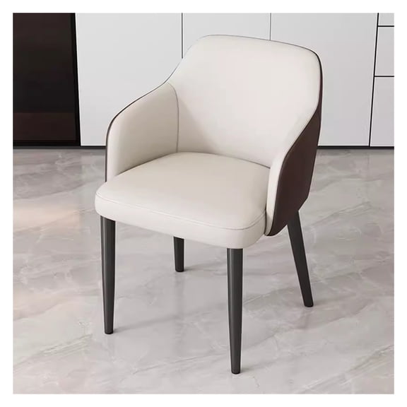 Dining Chairs Upholstered Kitchen Chairs with Arms,Faux Leather Accent Chairs with Cushioned Seat and Metal Legs,Lounge Leisure Living Room Armchairs